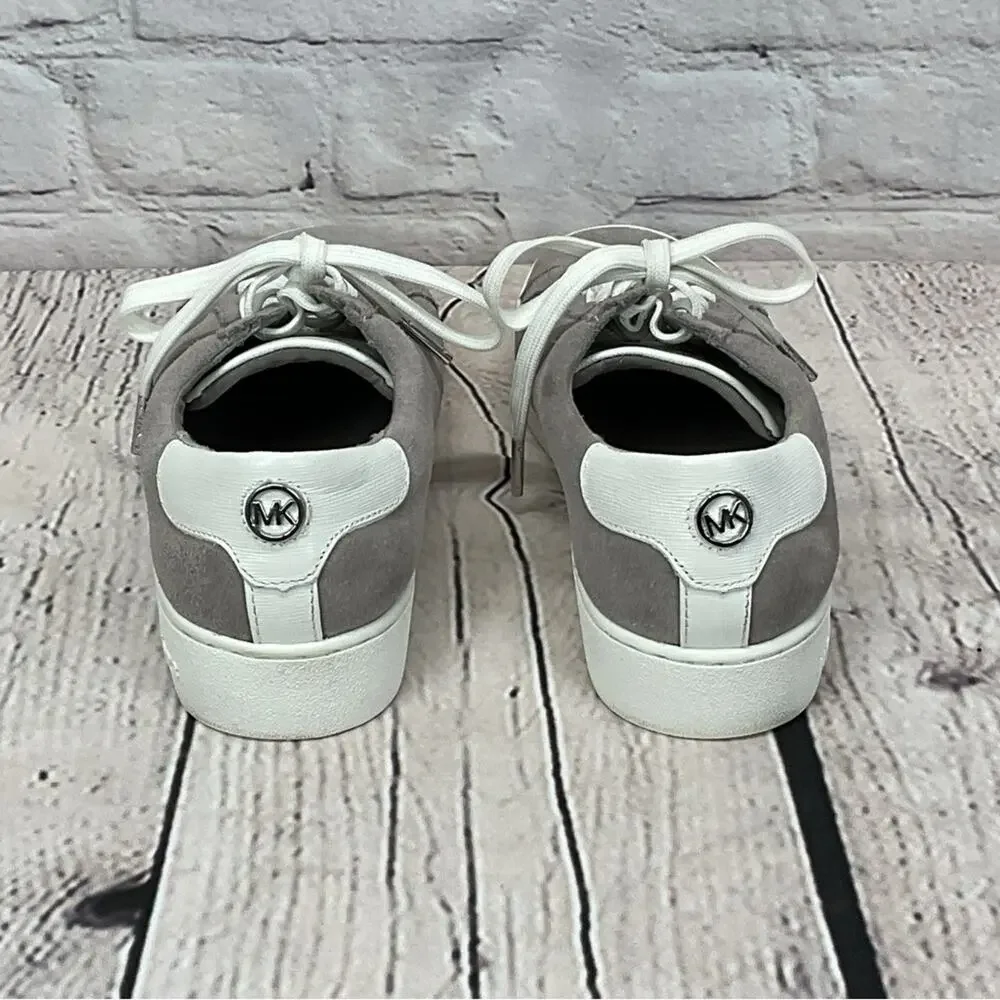 Michael Kors Suede Sneakers Women's Size 7M Gray Casual Vacation Logo Lace Up
